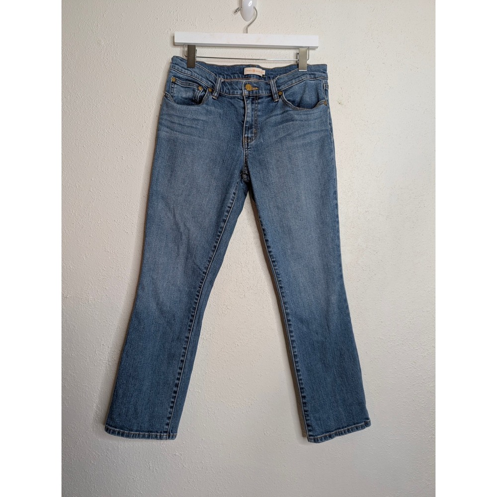 Tory Burch Womens Straight Leg Jeans Size 30 Blue Stretch Logoโ Casual Classic